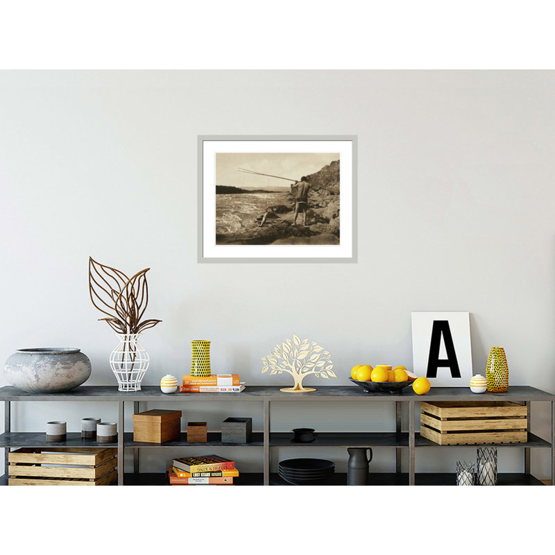 Salmon Fishing - Wishham (The North American Indian v. VIII. Norwood MA: The Plimpton Press 1911) by Edward Sheriff Curtis -Framed Giclee Print