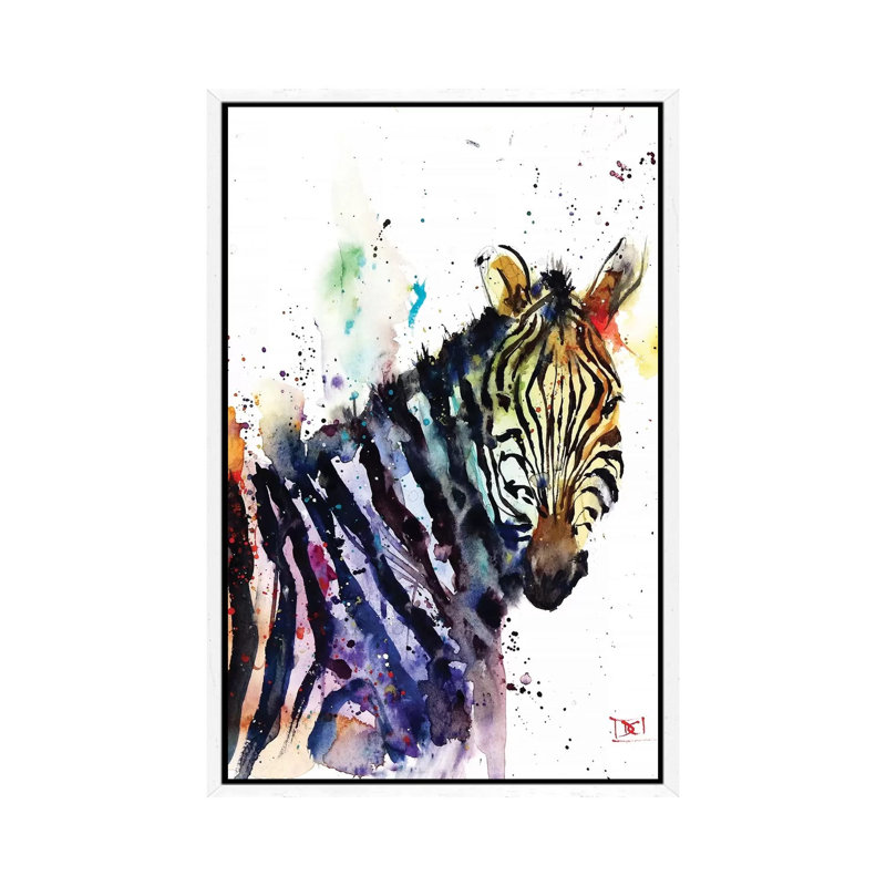 Zebra by Dean Crouser - Painting on Canvas, White Framed, 101.6 cm H x 66.04 cm W