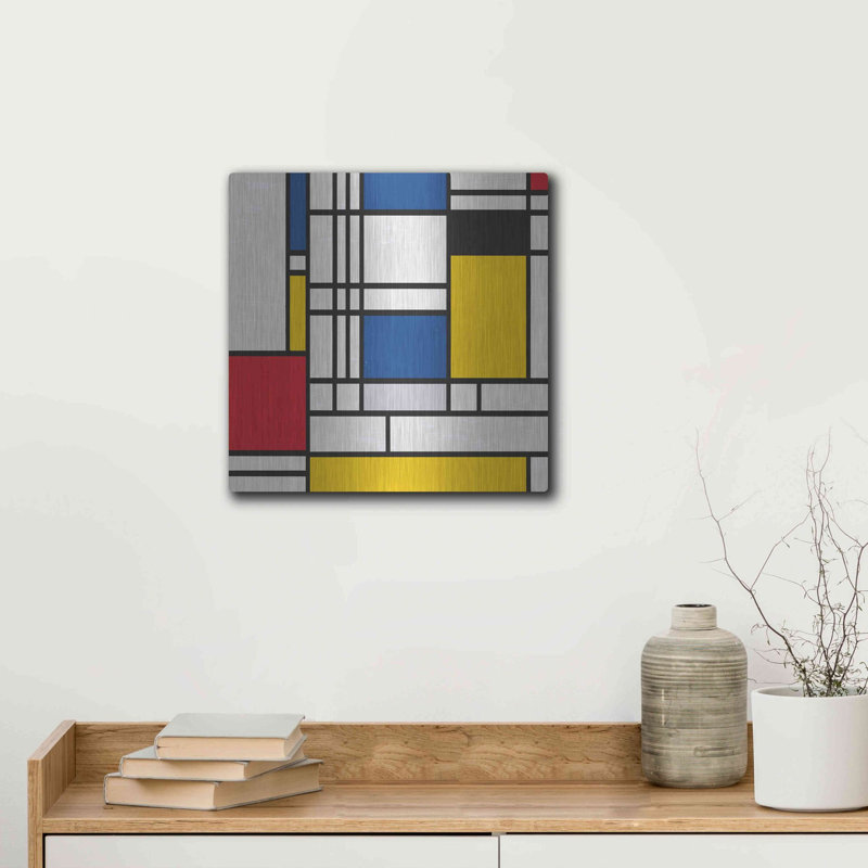 "Mondrian NFT2" par Luxe Metal Portfolio, H 12 po x l 12 po