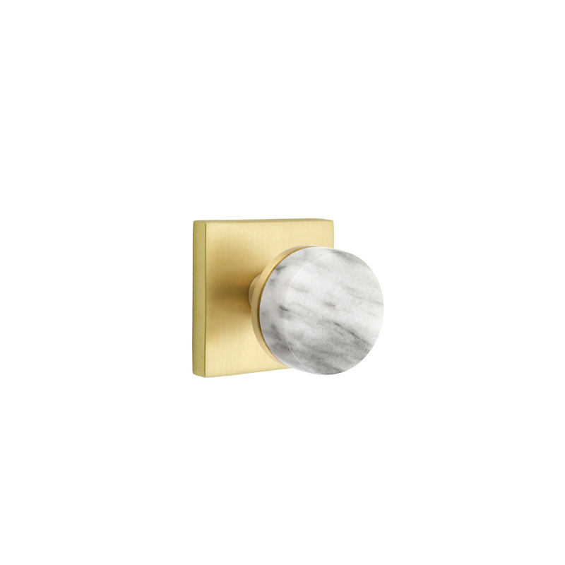 Select Round Knob with Square Rosette, Satin Brass