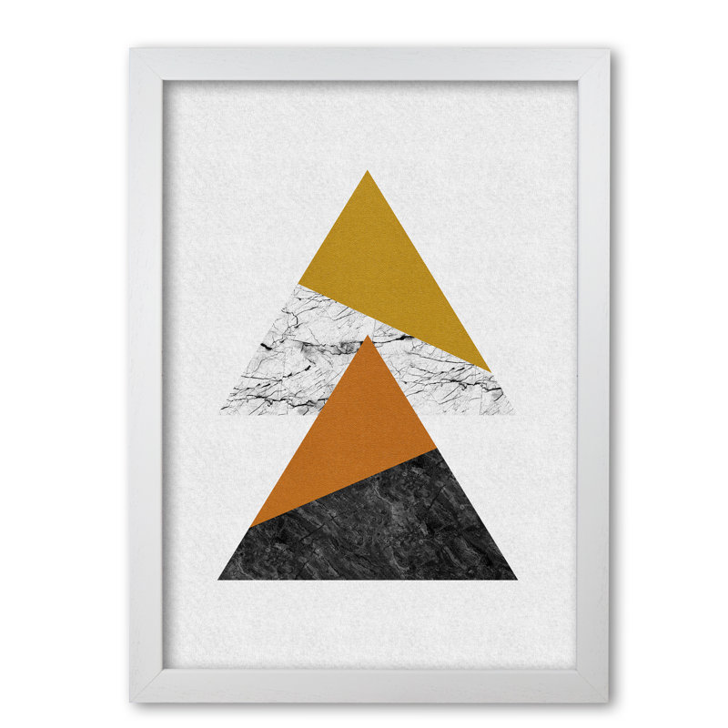 Geometric Triangles - Print, 30 cm H x 21 cm W x 5 cm D, White Grain Frame