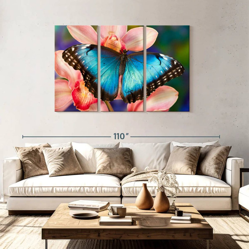 Butterfly On Orchids, 48" H x 74" W