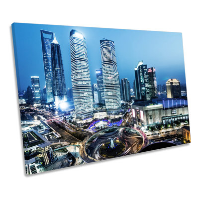 China Shanghai City Skyline - Wrapped Canvas Print