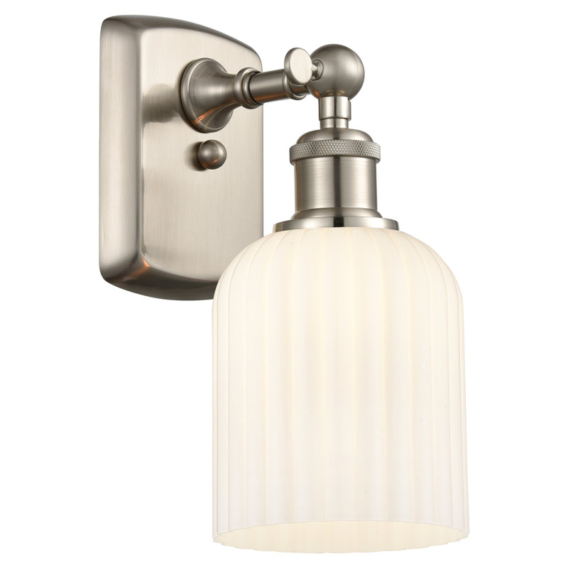 Northgate Steel Armed Sconce, Satin Nickel, Gloss White