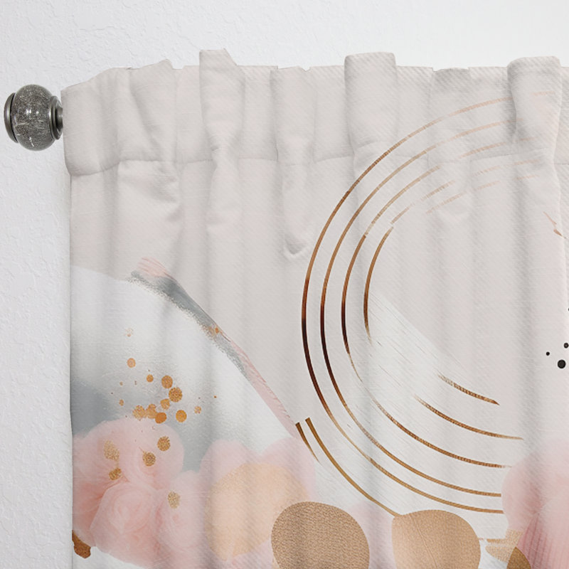 Toscana - Pink Rose Gold Stripes Complexity I - Modern Velvet Curtain - Room Darkening - 1 panel, 52" W x 63" L