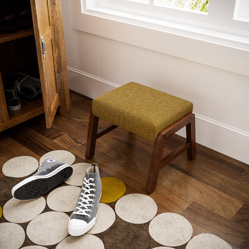 Leteke Wood Stackable Step Stool Footstool Ottoman, Yellow Sponge