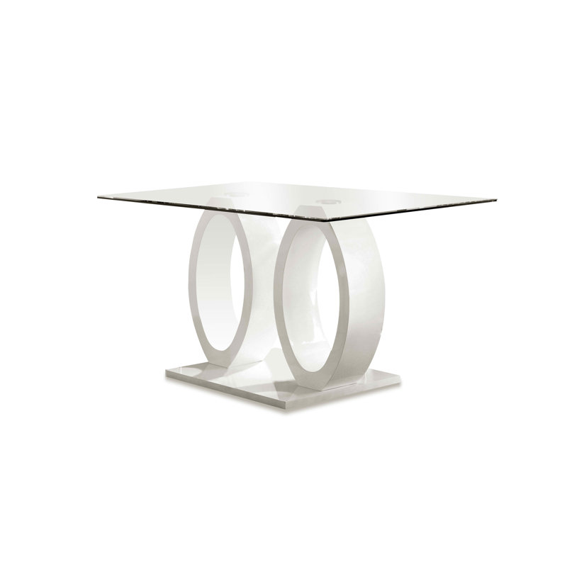 Table de salle à manger à tréteaux 35,5 po Balwinder, Blanc, Blanc