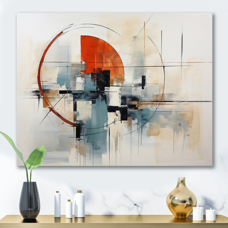 «Colorful Mid Century Abstract Elegance II - Abstract Midcentury», reproduction d'art sur toile encadrée, Toile tendue