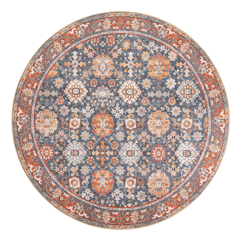 Mackenson Performance Chenille Floral Indoor Rug, Round 7'10" x 7'10"