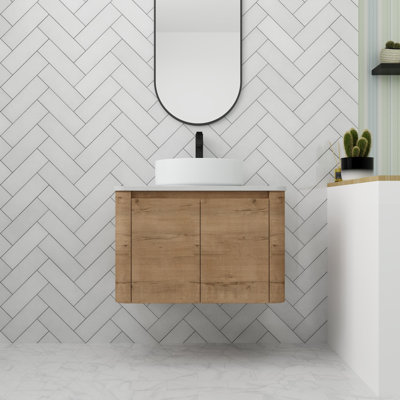 Bathroom Vanity With Ceramic Sink In 30 Inch, Floating Bathroom Vanity With Soft Close Door