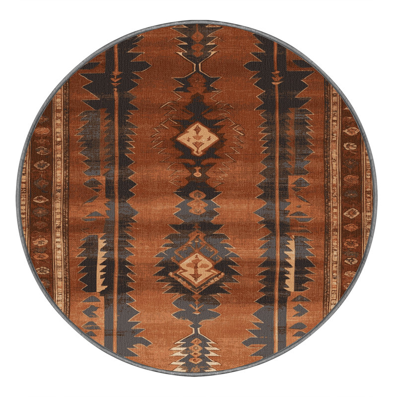 Tapis brun lavable à la machine, Rond 7 pi