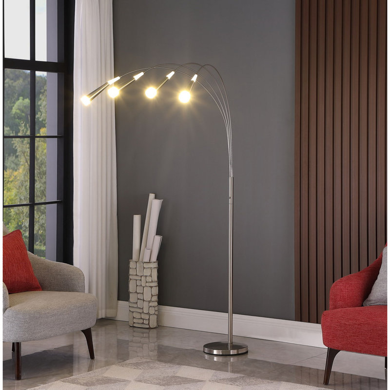 Elegant Led Floor Lamp With Metal Arc Design For Modern Living Spaces