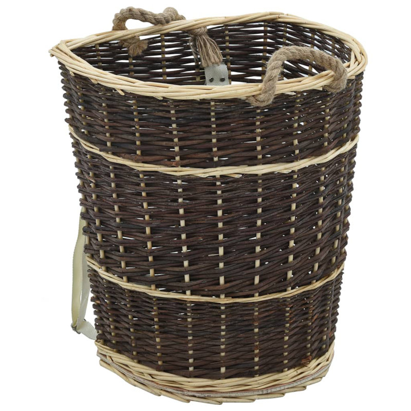 Firewood Backpack with Carrying Belts Natural Willow, 50cm H x 44.5cm W x 37cm D