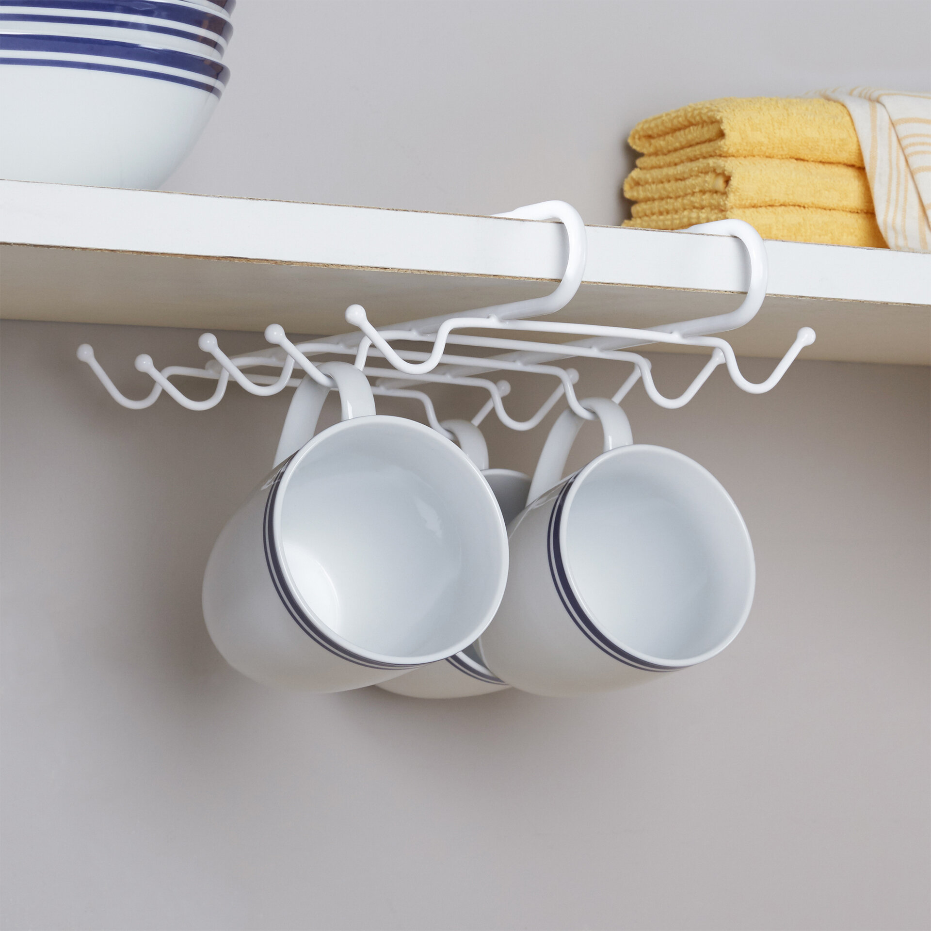 Metal Hook Rack Cups (set Of 2), Under Shelf Hanging Cups