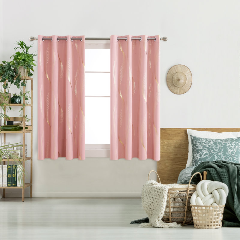 Maisonet Blackout Curtain Pair, Coral Pink, 117cm Width x 138cm Drop