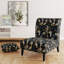Fauteuil de chambre damassé noir et gris Flourish I