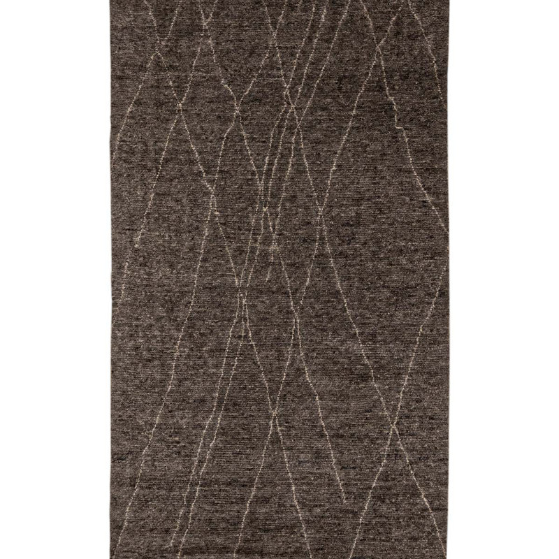 Tapis géométrique en laine noué à la main brun, Rectangle 6 pi x 9 pi