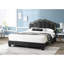 Lit double en tissu de laine gris anthracite