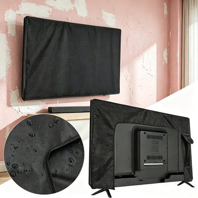 Indoor TV Set Cover, Dust Proof Monitor Protection Slipcover, Flat Screen Dust-Proof Protectors Fits 60-65" TV, Black