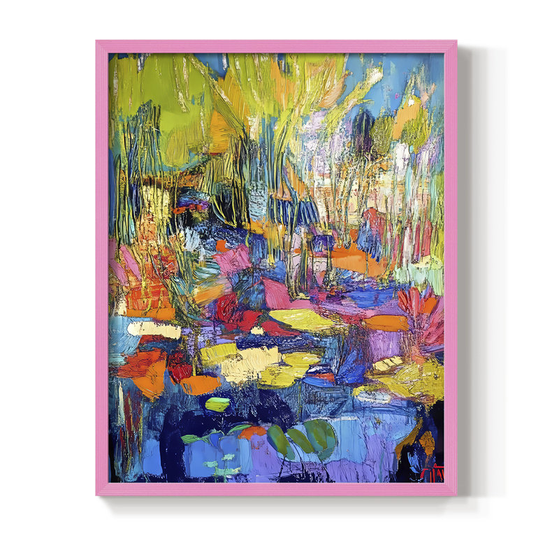 «FLORAL Series», reproduction encadrée en bois massif, H 11 po x l 9 po, Rose