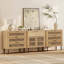 Buffet cannelé de 240 cm de large avec rangement, chêne-134078141