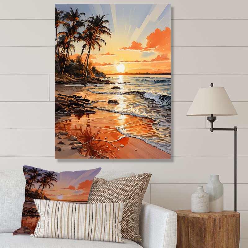 «Beachside Sunset II», reproduction sur toile, Toile tendue, H 20 po x l 12 po x P 1 po