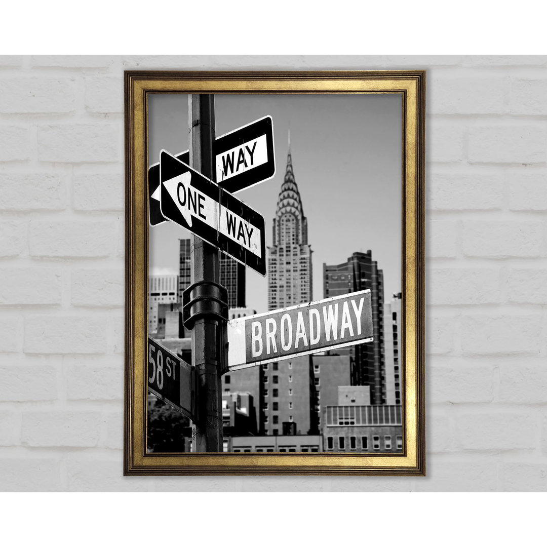 New Yorker Schilder zum Broadway B N W - Drucken