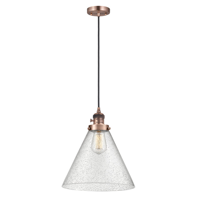 Luminaire suspendu en forme de globe à 1 lumière Anelyse, H 14,13 po x l 12 po x P 12 po, Grainé, Cuivre antique