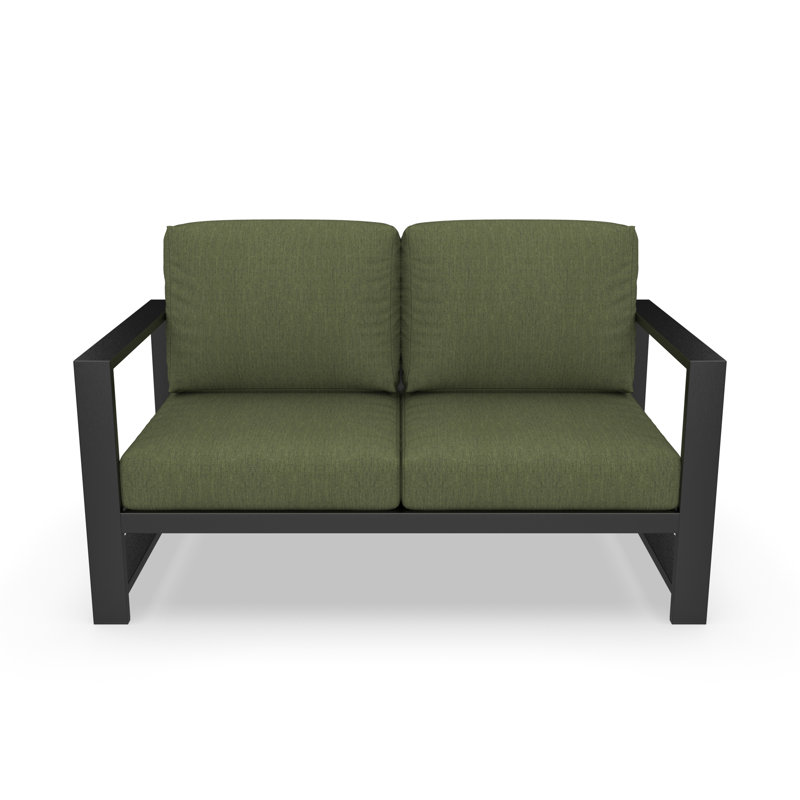 Oltjana Outdoor Patio Loveseat With Sunbrella® Cushions, Sunbrella Canvas Fern