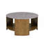 Table basse ronde avec matériaux mixtes avec tablette