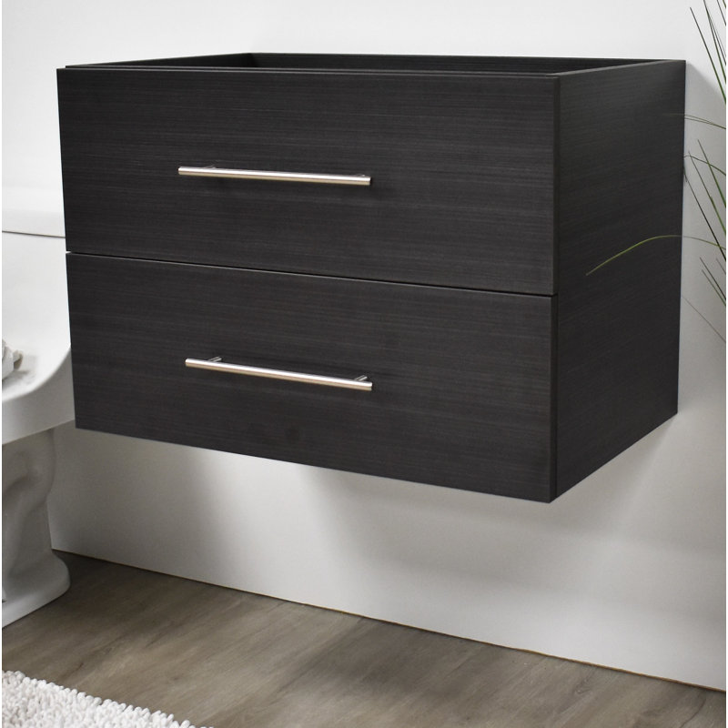 Base de meuble-lavabo mural simple 29 po Abdirahman, Black Ash