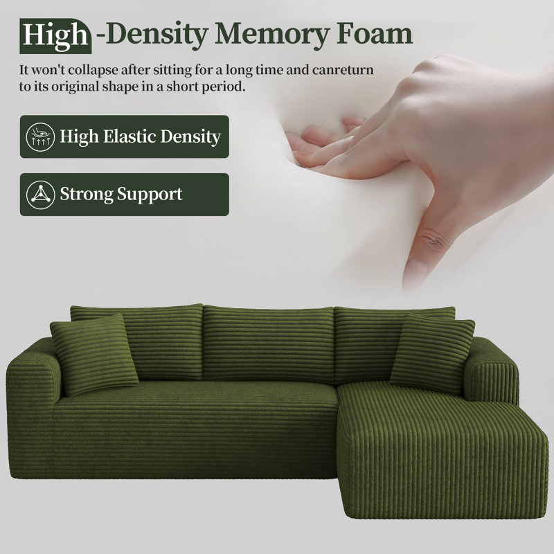 Canapé en L 96 po moderne, canapé modulaire rembourré avec coussin, canapé-lit à combinaison libre pour le salon, canapé à compression dans une boîte et sans assemblage requis