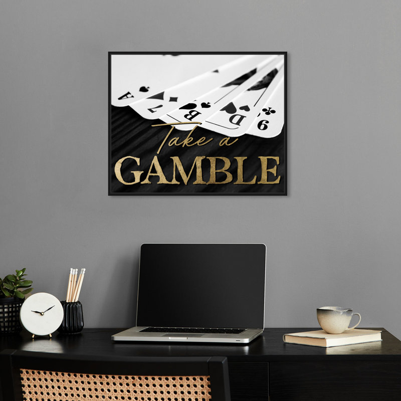 «Take A Gamble», impression de citations sur toile par Notoriart, Cadre noir, H 21 po x l 25 po