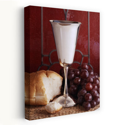 1970S Silver Communion Chalice Wine Grapes Bread Classic Retro Vintage Wall Art