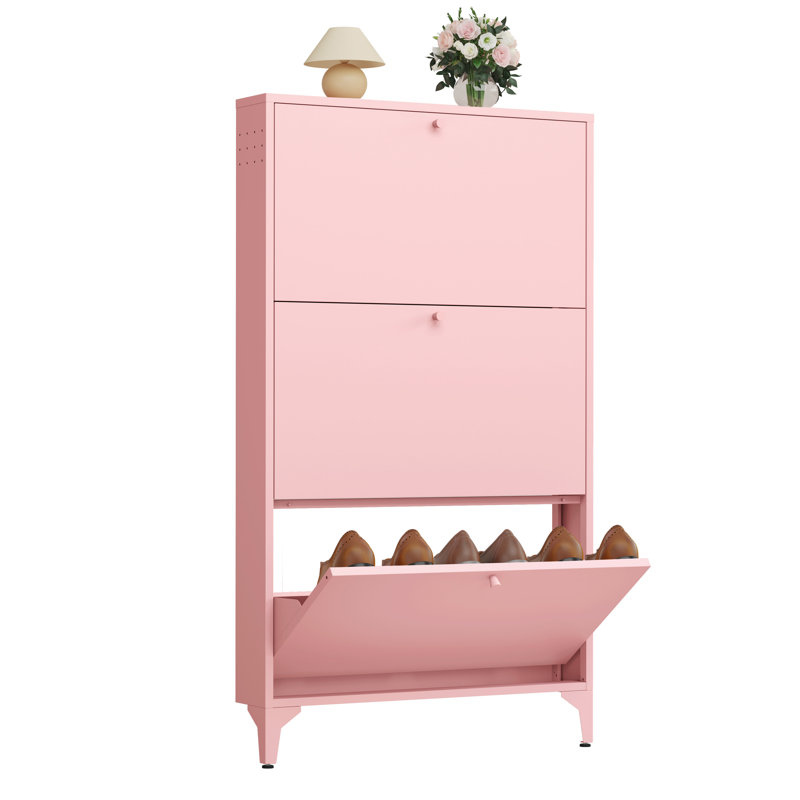 Shoe Storage Cabinet For Entryway With 2 Flip Drawers, Freestanding Shoe Organizer With Legs,farmhouse Narrow Shoe Storage Cabinet For Entryway, Foyer, Hallway,living Room