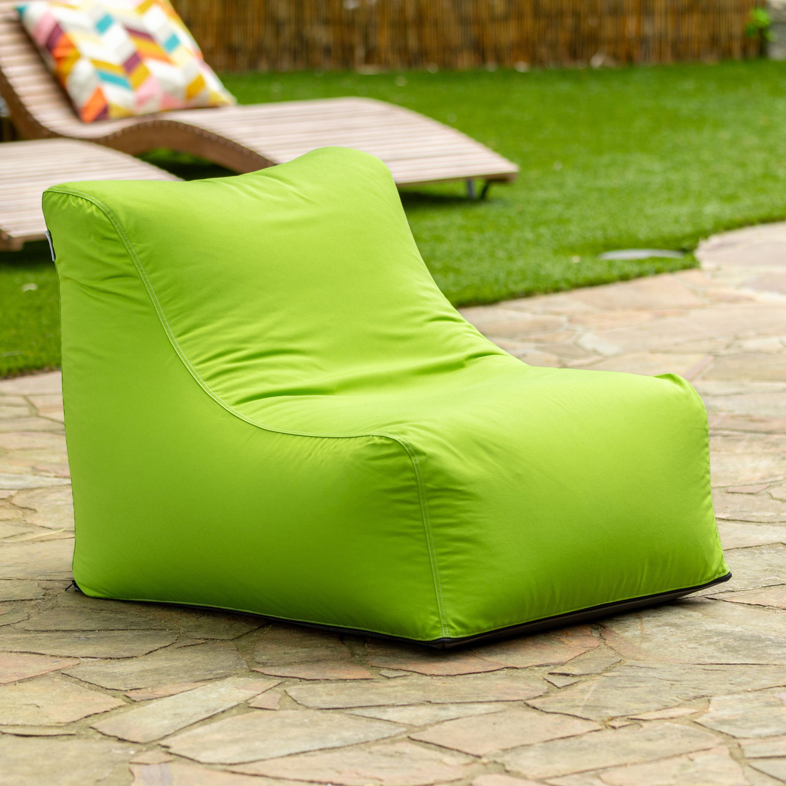 Ponce Outdoor Bean Bag Chair, Lime Green Acrylic