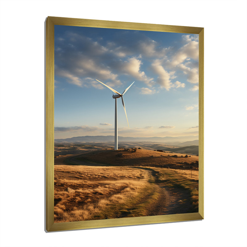 Wind Turbines Minimalist Motion I sur impression sur toile, H 32 po x l 16 po x P 1 po, Cadre doré à une seule photo