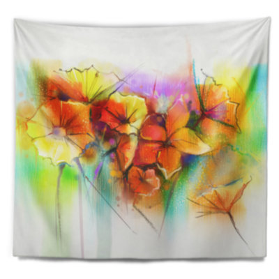Gerbera jaune vif en polyester et tapisserie marguerites avec accessoires suspendus inclus