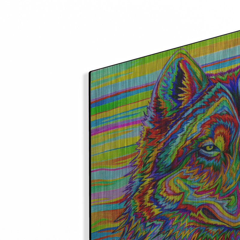 "Loup psychédélique" par Rebecca Wang Art, H 24 po x l 24 po