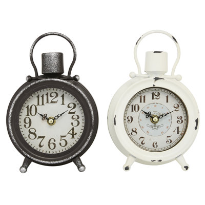 Analogue Metal Mechanical Tabletop Clock in Black