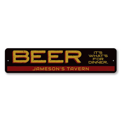 Enseigne en aluminium «Beer It's It's For Dinner»