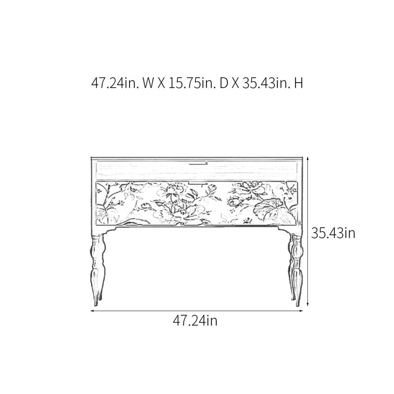 Retro Classical Art Console Table with Drawers, Brown