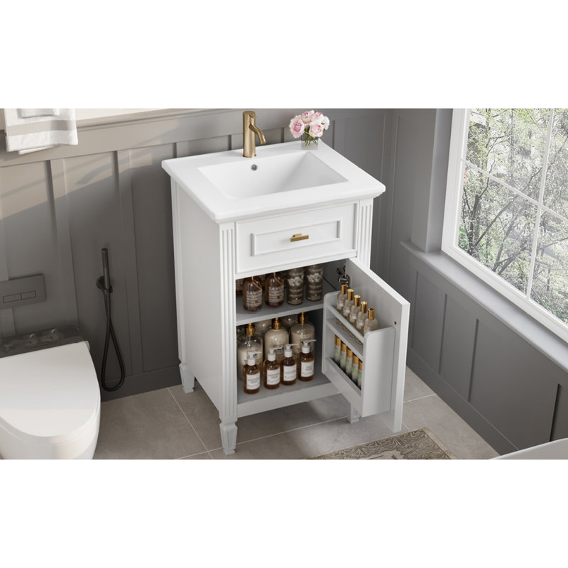Meuble-lavabo de salle de bain avec lavabo / tablette réglable / tiroir inclinable / armoire autoportante moderne / meuble-lavabo de salle de bain