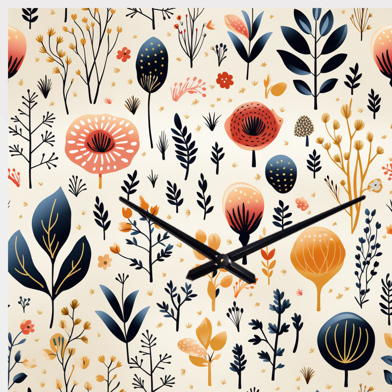 Love In The Wild - corail et fleur beige - horloge florale asymétrique, Grand