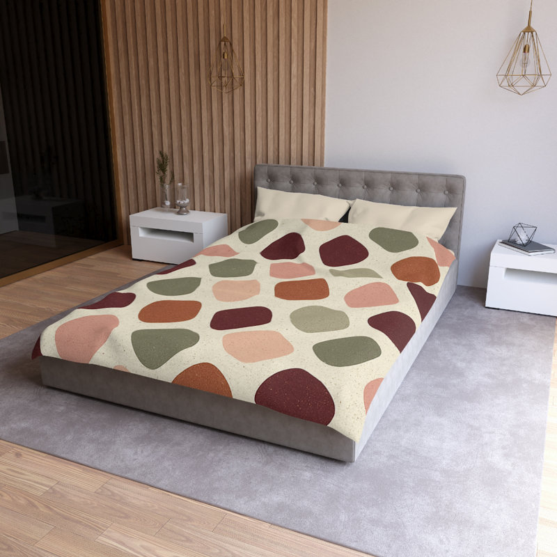 Microfiber Duvet Cover Boho Style, Design 47, Cream, Twin Duvet Cover