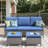 Coady All-Weather Rattan Outdoor Courtyard Wide Armrest Sofa With Ottomans-224422838-224422839