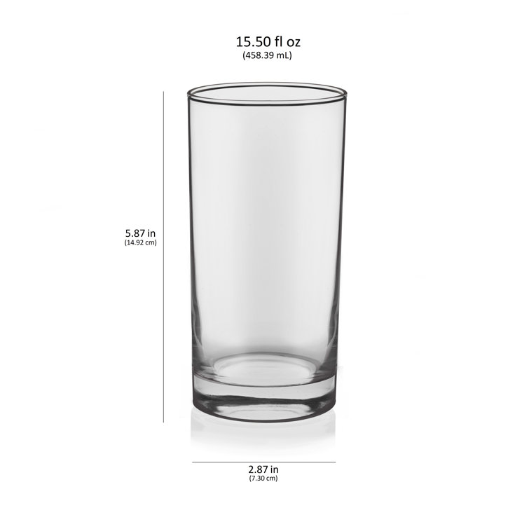 Clear Series 16 oz Square Highball Beverage Drinking Glasses (Set of 8