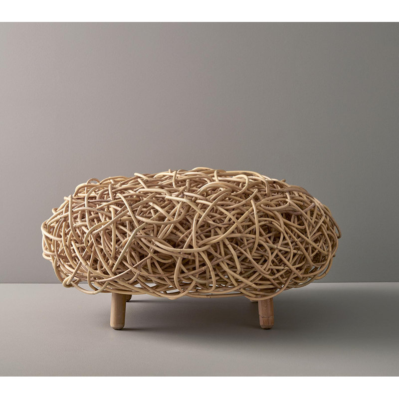 Loop 29.2" Wide Round Footstool Wide Ottoman, Natural