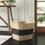 Seagrass Handmade Two Toned Decorative and Functional Storage Basket with Metal Handles