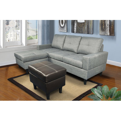 75.3" Wide Left Hand Facing Sofa & Chaise with Ottoman